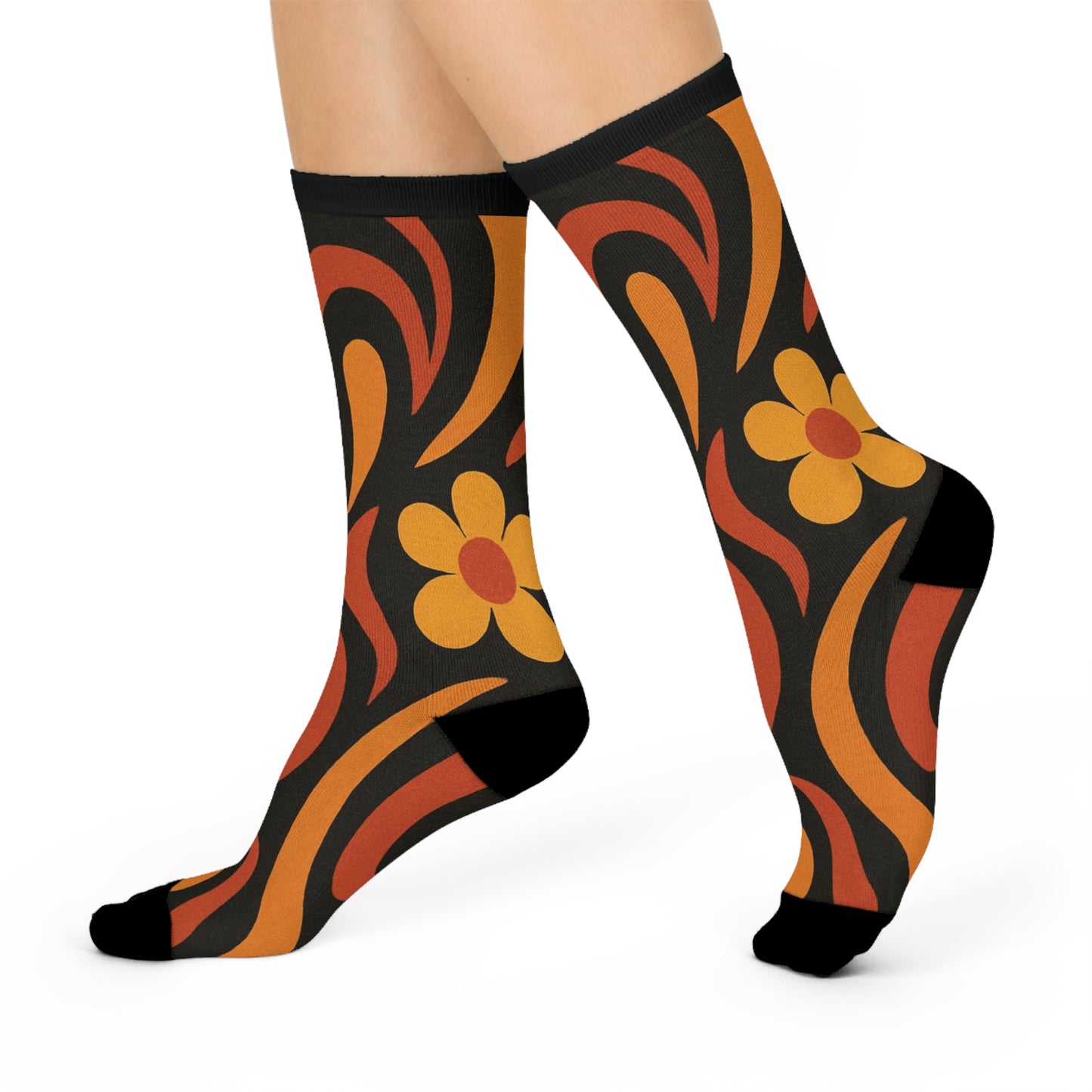 70s Pattern Cushioned Crew Socks