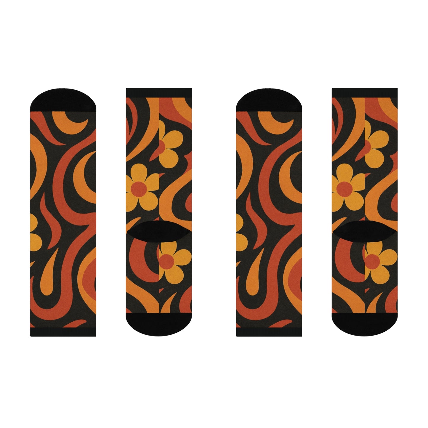 70s Pattern Cushioned Crew Socks