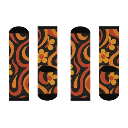70s Pattern Cushioned Crew Socks